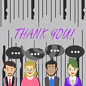 Word writing text Thank You. Business concept for Appreciation greeting Acknowledgment Gratitude.