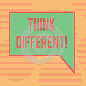 Word writing text Think Different. Business concept for Rethink Change on vision Acquire New Ideas Innovate Blank Rectangular