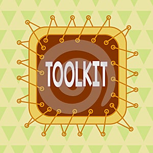 Word writing text Toolkit. Business concept for set of tools kept in a bag or box and used for a particular purpose