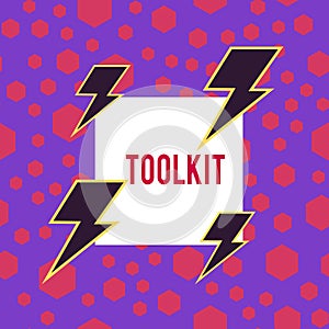Word writing text Toolkit. Business concept for set of tools kept in a bag or box and used for a particular purpose Asymmetrical