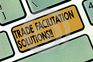 Word writing text Trade Facilitation Solutions. Business concept for harmonisation of international trade procedures