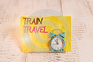 Word writing text Train Travel. Business concept for to make a journey a long distance by using rail transit Mini blue
