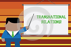 Word writing text Transnational Relations. Business concept for International Global Politics Relationship Diplomacy