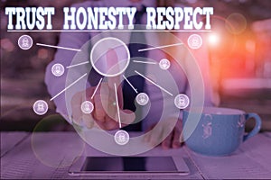 Word writing text Trust Honesty Respect. Business concept for Respectable Traits a Facet of Good Moral Character Woman