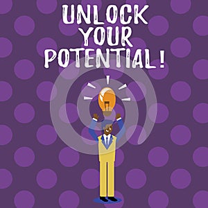 Word writing text Unlock Your Potential. Business concept for Reveal talent Sow Skills Abilities.