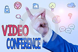 Word writing text Video Conference. Business concept for showing in remote places hold facetoface meetings photo