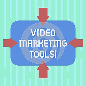 Word writing text Video Marketing Tools. Business concept for Technique used to increase audience engagement Arrows on