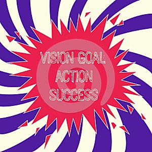 Word writing text Vision Goal Action Success. Business concept for Strategic Planning Process Act your Dreams