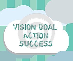 Word writing text Vision Goal Action Success. Business concept for Strategic Planning Process Act your Dreams