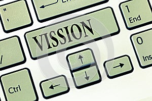 Word writing text Vission. Business concept for Being able to see Objective Inspiration Planning for future