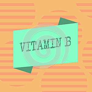 Word writing text Vitamin B. Business concept for Highly important sources and benefits of nutriments folate Blank Color