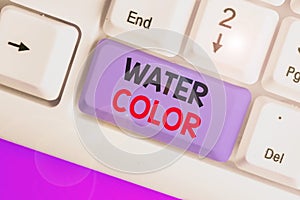 Word writing text Water Color. Business concept for watersoluble binder such as gum arabic and thinned with water.