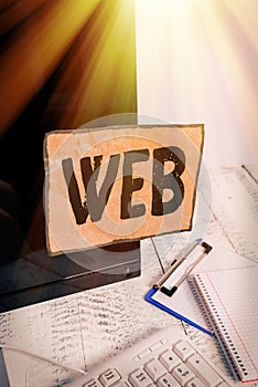 Word writing text Web. Business concept for a system of Internet servers that support specially formatted documents Note paper