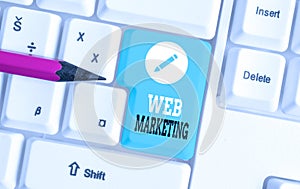 Word writing text Web Marketing. Business concept for Electronic commerce Advertising through internet Online seller