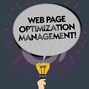 Word writing text Web Page Optimization Management. Business concept for Website content marketing analysisaging Blank