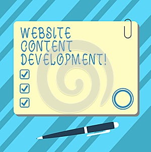 Word writing text Website Content Development. Business concept for process of issuing info that readers find useful