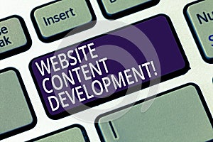Word writing text Website Content Development. Business concept for process of issuing info that readers find useful
