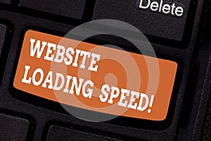 Word writing text Website Loading Speed. Business concept for time takes to display the entire content of a webpage