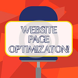 Word writing text Website Page Optimization. Business concept for Increase its search engine visibility and reach Blank