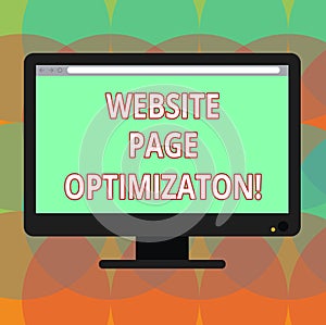 Word writing text Website Page Optimization. Business concept for Increase its search engine visibility and reach Blank Computer