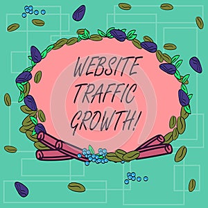 Word writing text Website Traffic Growth. Business concept for marketing metric that measures visitors of a site Wreath