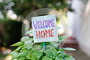Word writing text Welcome Home. Business concept for Expression Greetings New Owners Domicile Doormat Entry Plain empty photo