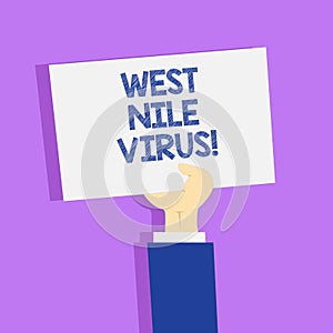 Word writing text West Nile Virus. Business concept for Viral infection cause typically spread by mosquitoes.
