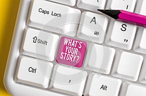 Word writing text What S Is Your Story question. Business concept for being asked by someone about my own journey from