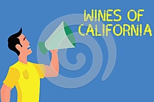 Word writing text Wines Of California. Business concept for Best Winemakers in the USA Export Quality Beverage