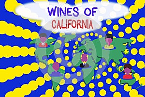 Word writing text Wines Of California. Business concept for Best Winemakers in the USA Export Quality Beverage