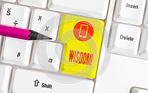 Word writing text Wisdom. Business concept for the ability to use your knowledge and experience to make decisions White