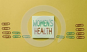 Word writing text Women S Health. Business concept for Women s is physical health consequence avoiding illness Colored