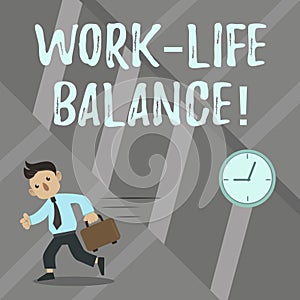 Word writing text Work Life Balance. Business concept for Division of time between working or family and leisure.