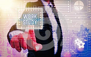 Word writing text Work Study. Business concept for college program that enables students to work parttime. photo