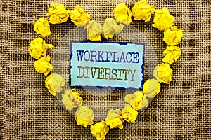 Word, writing, text Workplace Diversity. Business concept for Corporate Culture Global Concept For Disability written on Sticky N