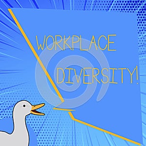 Word writing text Workplace Diversity. Business concept for Different race gender age sexual orientation of workers.