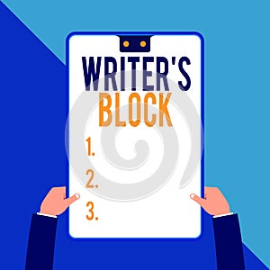 Word writing text Writer S Block. Business concept for Condition of being unable to think of what to write Two executive