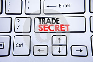 Word, writing Trade Secret. Business concept for Data Protection written on white keyboard key with copy space. Top view.