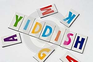 Word Yiddish made of colorful letters