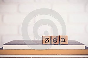 The word ZEN and blank space background, vintage