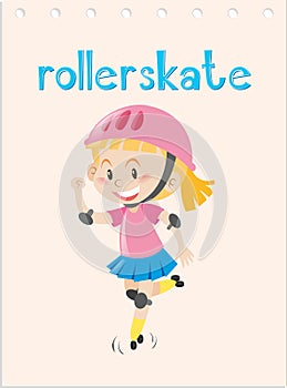 Wordcard with kid rollerskate