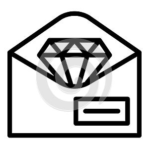 Wordcloud diamond mail icon, outline style