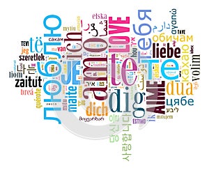 Wordcloud Love you in different languages