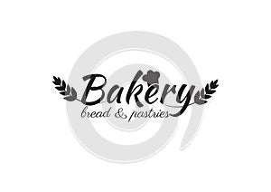 Wording Design Vector, Bakery bread and pastries, logo design vector, wheat illustration, Lettering Design