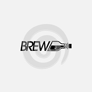 Wordmark bottle of brew logo icon vector template