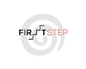 Wordmark typography of first step with letter s as stair depth