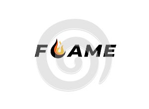 Wordmark typography logotype flame with letter L as the fireball flame