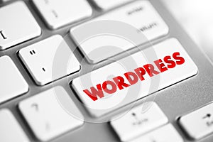 Wordpress text button on keyboard, concept background
