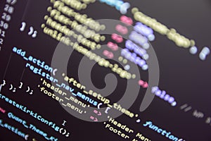 Wordpress theme code close up