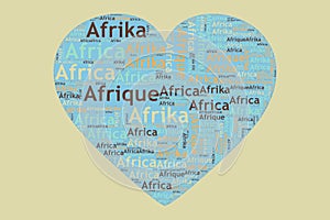 The Words \'Afrika, Africa, Afrique, \' as Word Art, Word Cloud, Tag Cloud photo